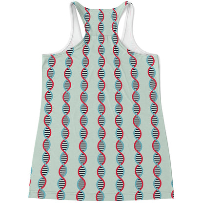 Red And Blue DNA Pattern Print Women's Racerback Tank Top