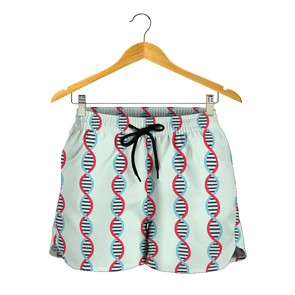 Red And Blue DNA Pattern Print Women's Shorts