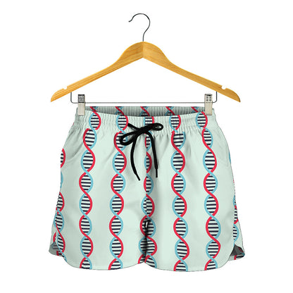 Red And Blue DNA Pattern Print Women's Shorts
