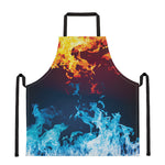 Red And Blue Fire Print Apron