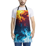 Red And Blue Fire Print Apron