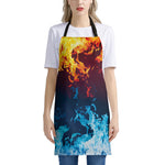 Red And Blue Fire Print Apron