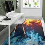 Red And Blue Fire Print Area Rug