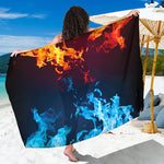 Red And Blue Fire Print Beach Sarong Wrap