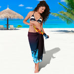 Red And Blue Fire Print Beach Sarong Wrap