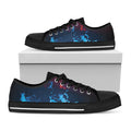 Red And Blue Fire Print Black Low Top Sneakers