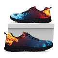 Red And Blue Fire Print Black Running Shoes
