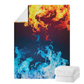 Red And Blue Fire Print Blanket