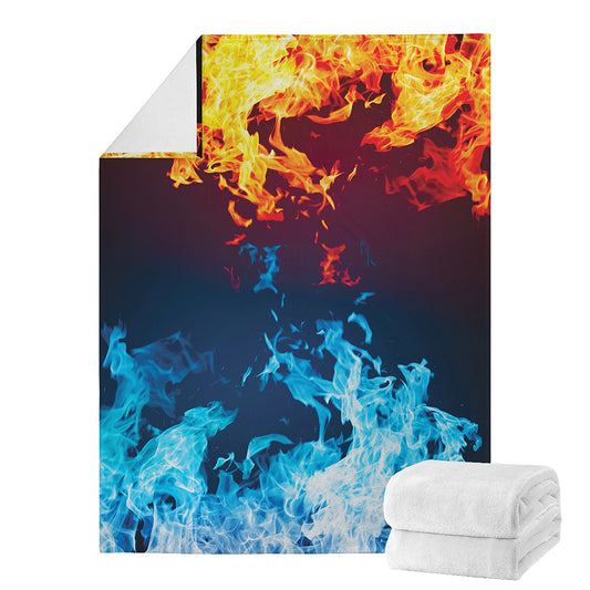 Red And Blue Fire Print Blanket