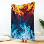 Red And Blue Fire Print Blanket