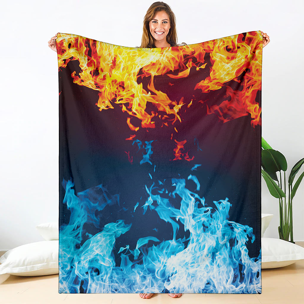 Red And Blue Fire Print Blanket