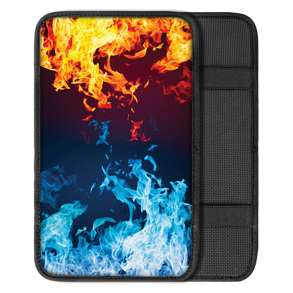 Red And Blue Fire Print Car Center Console Cover