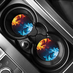 Red And Blue Fire Print Car Coasters