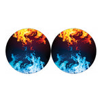 Red And Blue Fire Print Car Coasters