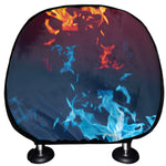 Red And Blue Fire Print Car Headrest Covers