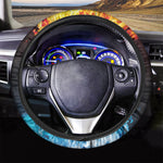Red And Blue Fire Print Car Steering Wheel Cover