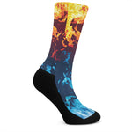 Red And Blue Fire Print Crew Socks