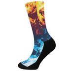 Red And Blue Fire Print Crew Socks
