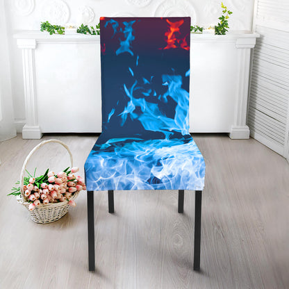 Red And Blue Fire Print Dining Chair Slipcover