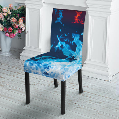Red And Blue Fire Print Dining Chair Slipcover