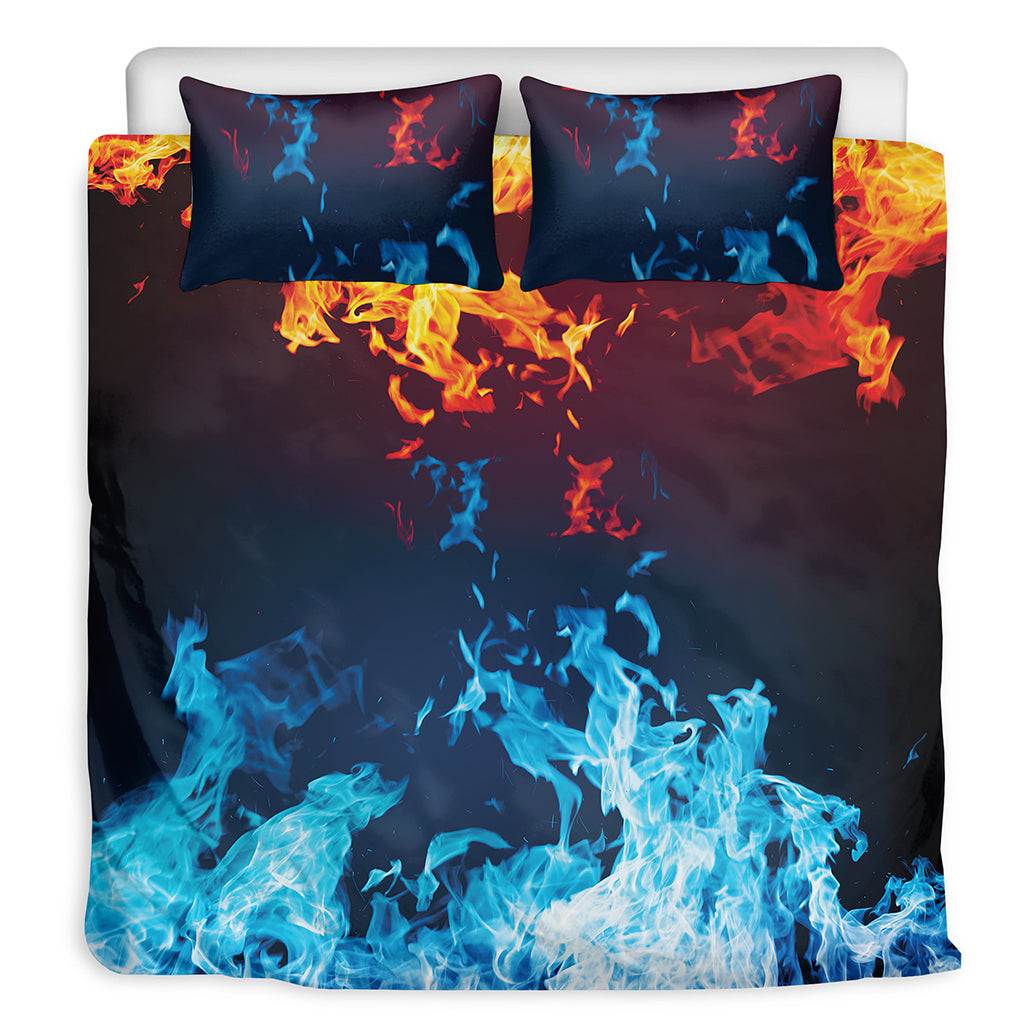 Red And Blue Fire Print Duvet Cover Bedding Set