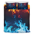 Red And Blue Fire Print Duvet Cover Bedding Set