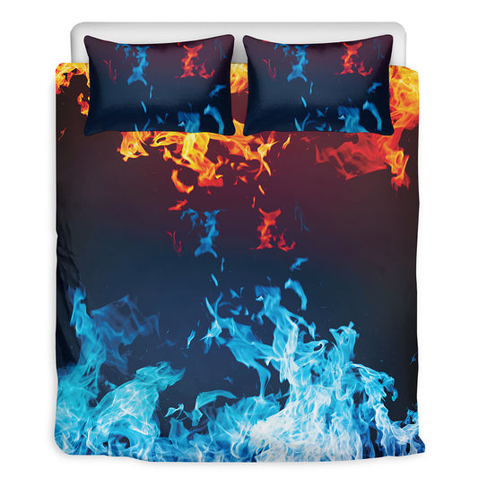 Red And Blue Fire Print Duvet Cover Bedding Set