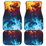 Red And Blue Fire Print Front and Back Car Floor Mats