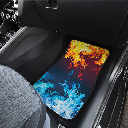 Red And Blue Fire Print Front Car Floor Mats