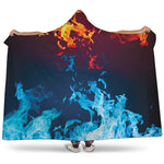 Red And Blue Fire Print Hooded Blanket