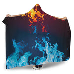 Red And Blue Fire Print Hooded Blanket