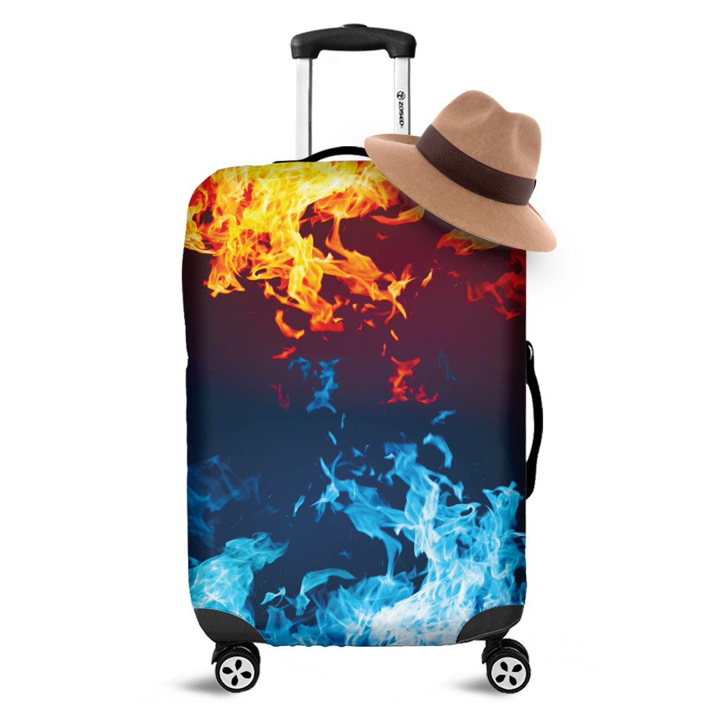 Red And Blue Fire Print Luggage Cover