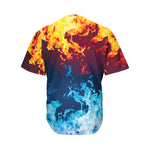 Red And Blue Fire Print Men's Baseball Jersey