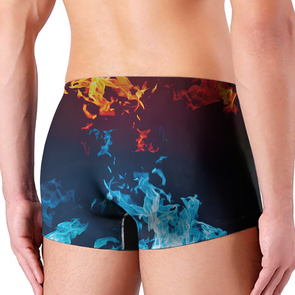Red And Blue Fire Print Men's Boxer Briefs