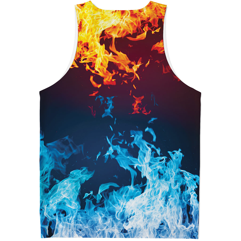 Red And Blue Fire Print Men's Tank Top