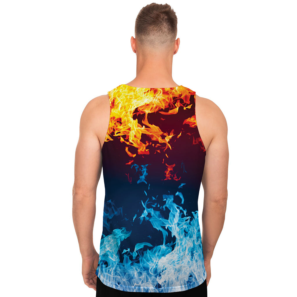 Red And Blue Fire Print Men's Tank Top