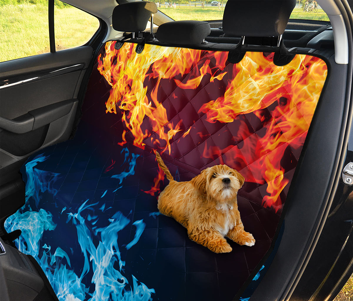 Red And Blue Fire Print Pet Car Back Seat Cover