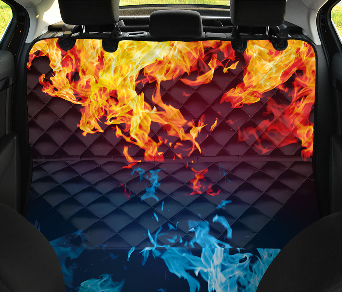Red And Blue Fire Print Pet Car Back Seat Cover