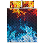 Red And Blue Fire Print Quilt Bed Set