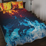 Red And Blue Fire Print Quilt Bed Set