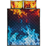 Red And Blue Fire Print Quilt Bed Set