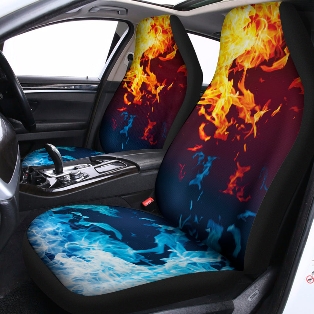 Red And Blue Fire Print Universal Fit Car Seat Covers