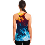 Red And Blue Fire Print Women's Racerback Tank Top