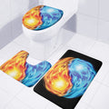 Red And Blue Fire Yin Yang Print 3 Piece Bath Mat Set