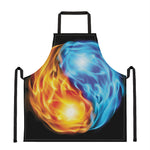 Red And Blue Fire Yin Yang Print Apron