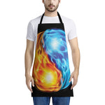 Red And Blue Fire Yin Yang Print Apron