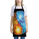 Red And Blue Fire Yin Yang Print Apron