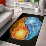Red And Blue Fire Yin Yang Print Area Rug