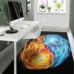 Red And Blue Fire Yin Yang Print Area Rug