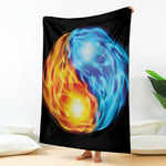 Red And Blue Fire Yin Yang Print Blanket